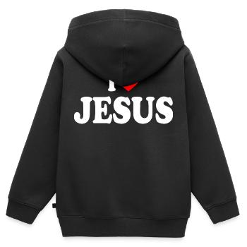 I love jesus - Kinder Premium Organic Zip Hoodie - Schwarz - Hinten - AI Model Kid Male (0cm)
