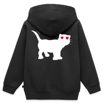 Geschenk für Katzenliebhaber - Kinder Premium Organic Zip Hoodie - Schwarz - Hinten - AI Model Kid Male (0cm)