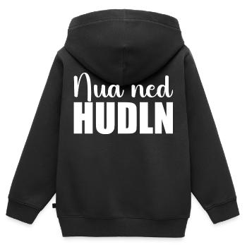 NUA NED HUDLN DIALECTE BAVAROIS AUTRICHIEN - Sweat Premium à capuche zippé enfant bio - noir - Dos - AI Model Kid Male (0cm)