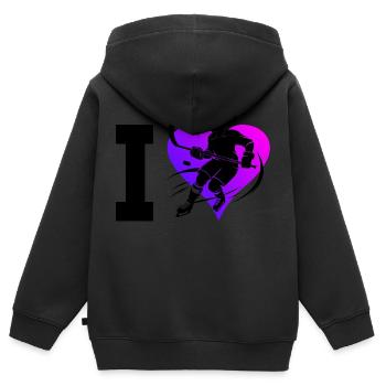 Eishockey Spieler Damen Eishockeyspieler - Kinder Premium Organic Zip Hoodie - Schwarz - Hinten - AI Model Kid Male (0cm)