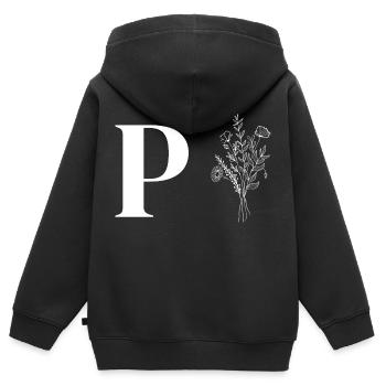 Minimalistische Blumen - Kinder Premium Organic Zip Hoodie - Schwarz - Hinten - AI Model Kid Male (0cm)