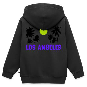 Los Angeles - Sweat Premium à capuche zippé enfant bio - noir - Dos - AI Model Kid Male (0cm)