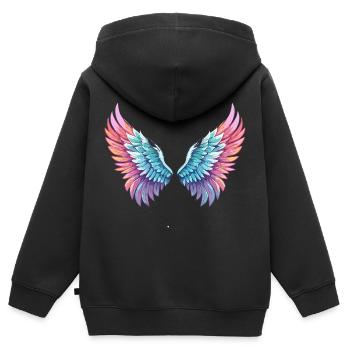 angelwings,engelsflügel,graffiti,malerei,bunt - Kinder Premium Organic Zip Hoodie - Schwarz - Hinten - AI Model Kid Male (0cm)