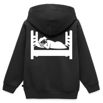 Dormir fatigué - Sweat Premium à capuche zippé enfant bio - noir - Dos - AI Model Kid Male (0cm)