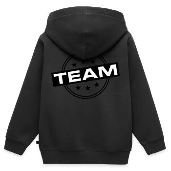 Équipe - Sweat Premium à capuche zippé enfant bio - noir - Dos - AI Model Kid Male (0cm)