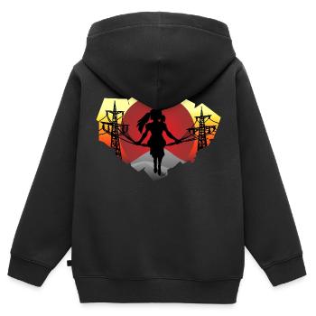 Fille du câble - Sweat Premium à capuche zippé enfant bio - noir - Dos - AI Model Kid Male (0cm)