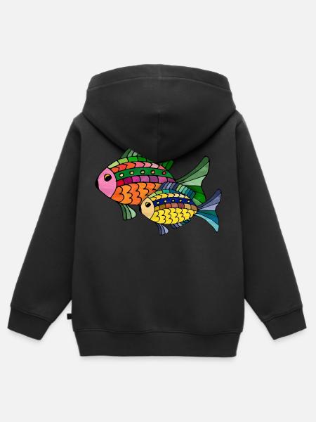 Fische - Kinder Premium Organic Zip Hoodie - Schwarz