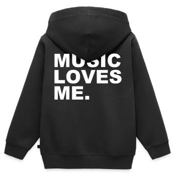 La musique m’aime - La musique m’aime - Sweat Premium à capuche zippé enfant bio - noir - Dos - AI Model Kid Male (0cm)