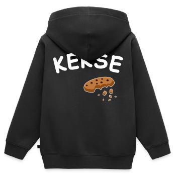 Kekse - Kinder Premium Organic Zip Hoodie - Schwarz - Hinten - AI Model Kid Male (0cm)