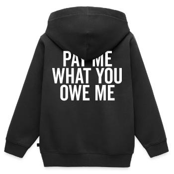 Zahle mir, was du mir schuldest - Kinder Premium Organic Zip Hoodie - Schwarz - Hinten - AI Model Kid Male (0cm)