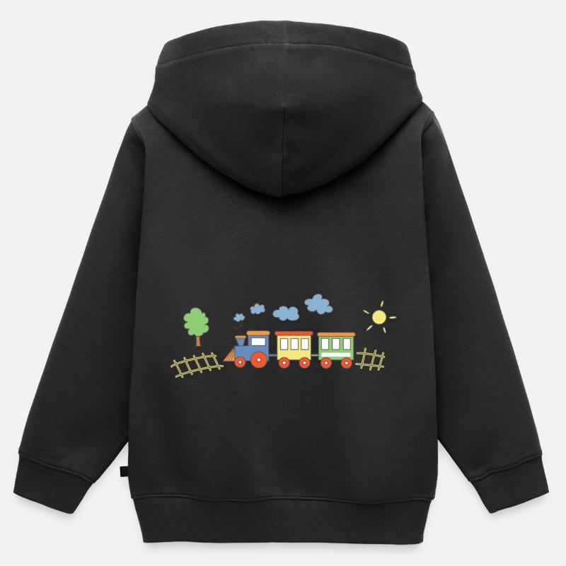 Zug Mit Waggons - Kinder Premium Organic Zip Hoodie - Schwarz