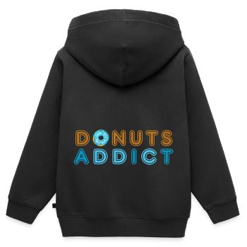 Donuts addict blue - Sweat Premium à capuche zippé enfant bio - noir - Dos - AI Model Kid Male (0cm)