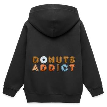 Donuts addict ice blue - Sweat Premium à capuche zippé enfant bio - noir - Dos - AI Model Kid Male (0cm)