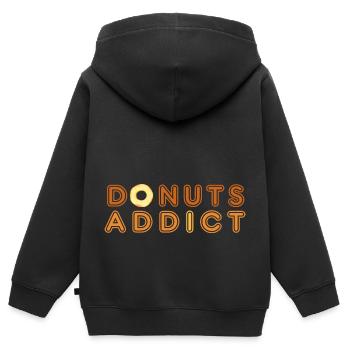 Donuts addict gold - Sweat Premium à capuche zippé enfant bio - noir - Dos - AI Model Kid Male (0cm)