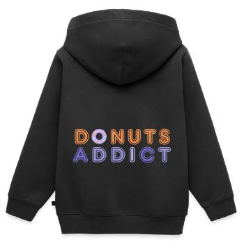 Donuts addict purple - Sweat Premium à capuche zippé enfant bio - noir - Dos - AI Model Kid Male (0cm)