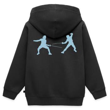 fencing - Kinder Premium Organic Zip Hoodie - Schwarz - Hinten - AI Model Kid Male (0cm)