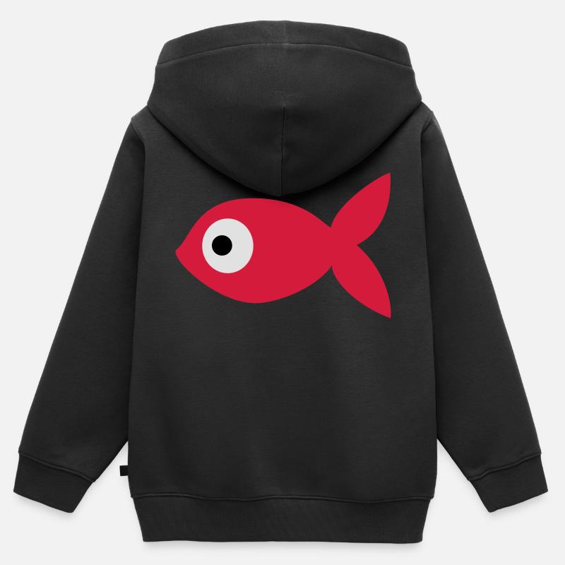 Poisson Rouge - Sweat Premium à capuche zippé enfant bio - noir
