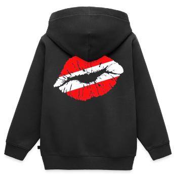 Kuss (Österreich / Austria) 01 - Kinder Premium Organic Zip Hoodie - Schwarz - Hinten - AI Model Kid Male (0cm)