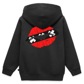 Kiss (Amsterdam) - Sweat Premium à capuche zippé enfant bio - noir - Dos - AI Model Kid Male (0cm)
