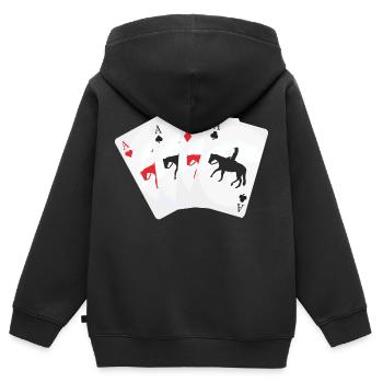 Kartenspiel Westernreiter - Kinder Premium Organic Zip Hoodie - Schwarz - Hinten - AI Model Kid Male (0cm)