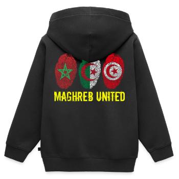MAGHREB UNITED المغرب - Kinder Premium Organic Zip Hoodie - Schwarz - Hinten - AI Model Kid Male (0cm)