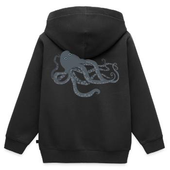 Kraken - Kinder Premium Organic Zip Hoodie - Schwarz - Hinten - AI Model Kid Male (0cm)