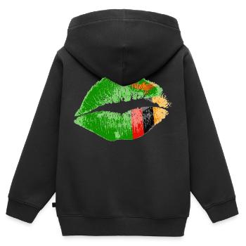 Kuss (Sambia / Zambia) - Kinder Premium Organic Zip Hoodie - Schwarz - Hinten - AI Model Kid Male (0cm)