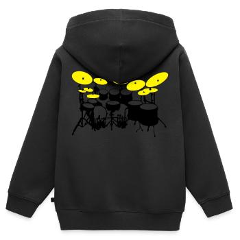große Trommel-Kit - Kinder Premium Organic Zip Hoodie - Schwarz - Hinten - AI Model Kid Male (0cm)