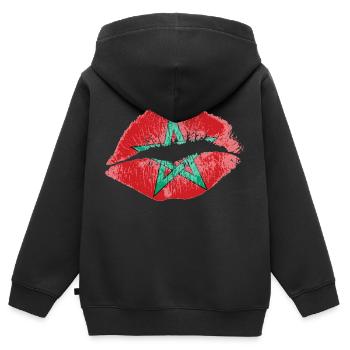 Kiss (Maroc / Maroc) - Sweat Premium à capuche zippé enfant bio - noir - Dos - AI Model Kid Male (0cm)