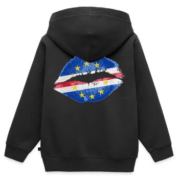 Kiss (Cap-Vert / Cap Vert) - Sweat Premium à capuche zippé enfant bio - noir - Dos - AI Model Kid Male (0cm)