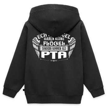 Engel sind PTA - Kinder Premium Organic Zip Hoodie - Schwarz - Hinten - AI Model Kid Male (0cm)