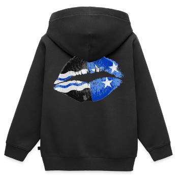 Kiss (Argovie) - Sweat Premium à capuche zippé enfant bio - noir - Dos - AI Model Kid Male (0cm)