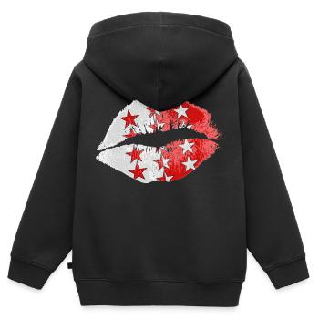 Kiss (Wallis) - Sweat Premium à capuche zippé enfant bio - noir - Dos - AI Model Kid Male (0cm)