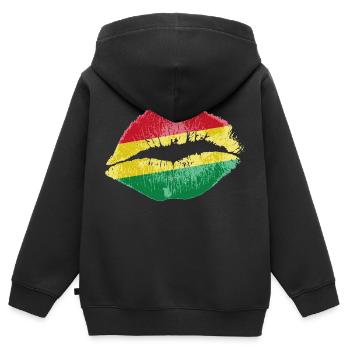 Kiss (Bolivie / Bolivie) - Sweat Premium à capuche zippé enfant bio - noir - Dos - AI Model Kid Male (0cm)