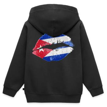 Kiss (Cuba / Cuba) - Sweat Premium à capuche zippé enfant bio - noir - Dos - AI Model Kid Male (0cm)