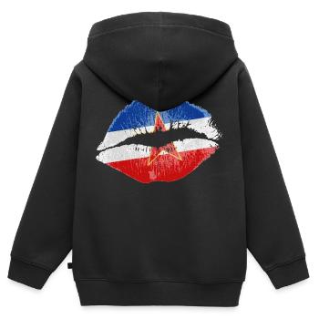 Kiss (Jugoslawien / Yugoslavia) - Kinder Premium Organic Zip Hoodie - Schwarz - Hinten - AI Model Kid Male (0cm)