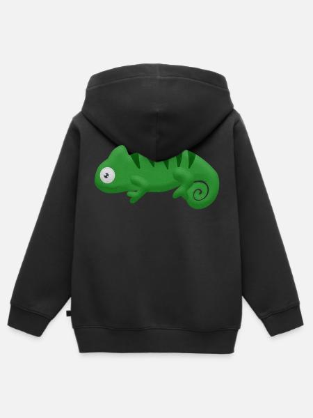 Felt Chameleon - Kinder Premium Organic Zip Hoodie - Schwarz
