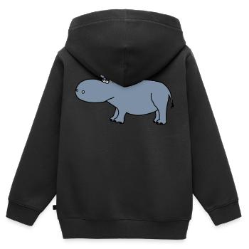 Nilpferd - Kinder Premium Organic Zip Hoodie - Schwarz - Hinten - AI Model Kid Male (0cm)