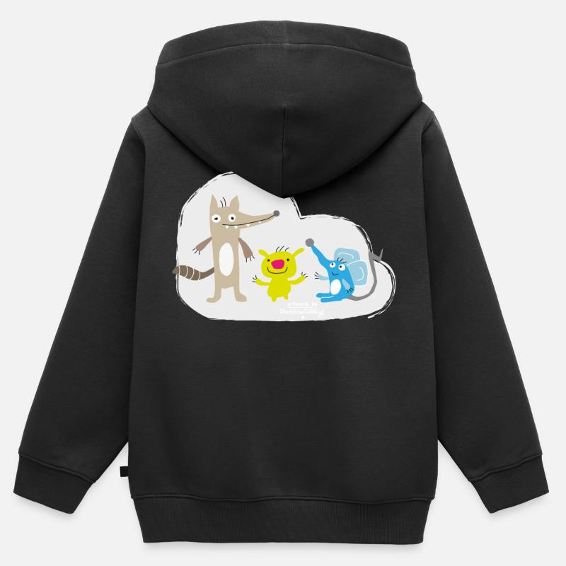 Froehliche Tierchen - Kinder Premium Organic Zip Hoodie - Schwarz