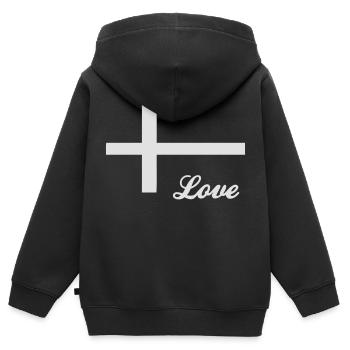 Love Denmark Danmark Daenemark - Kinder Premium Organic Zip Hoodie - Schwarz - Hinten - AI Model Kid Male (0cm)