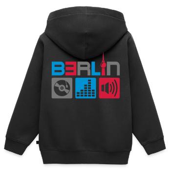 Berlin Musique - Sweat Premium à capuche zippé enfant bio - noir - Dos - AI Model Kid Male (0cm)