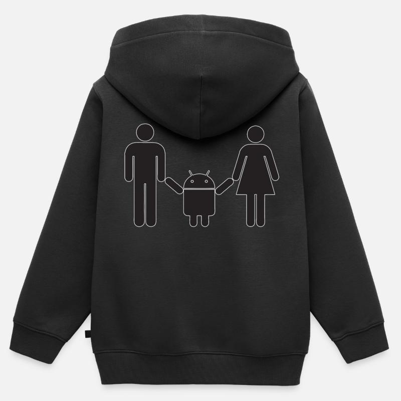 Android Baby - Sweat Premium à capuche zippé enfant bio - noir