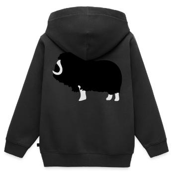 Moschusochse - Skandinavien - Kinder Premium Organic Zip Hoodie - Schwarz - Hinten - AI Model Kid Male (0cm)