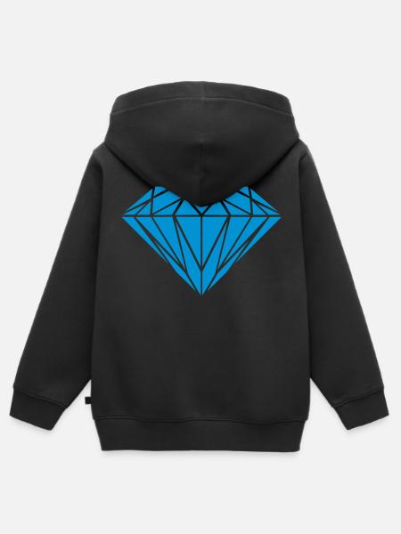 diamond - diamant - Kinder Premium Organic Zip Hoodie - Schwarz