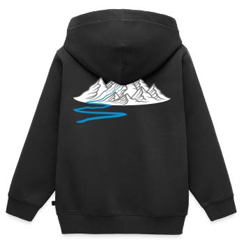 randonnée pédestre sur le fleuve montagnes huegel alpes randonnée urlaug - Sweat Premium à capuche zippé enfant bio - noir - Dos - AI Model Kid Male (0cm)