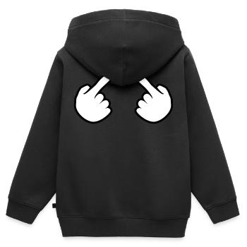2 haende ich kontur hand comic cartoon zeigen zeig - Kinder Premium Organic Zip Hoodie - Schwarz - Hinten - AI Model Kid Male (0cm)