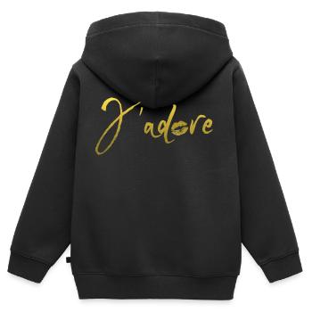J'adore küsse Gold - Kinder Premium Organic Zip Hoodie - Schwarz - Hinten - AI Model Kid Male (0cm)