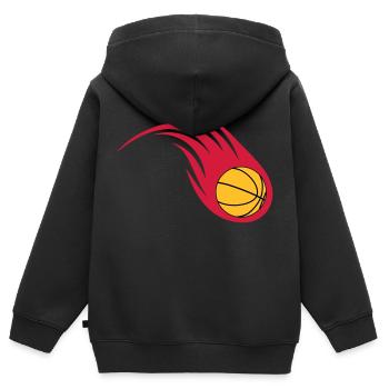 boule de feu de basket-ball - Sweat Premium à capuche zippé enfant bio - noir - Dos - AI Model Kid Male (0cm)