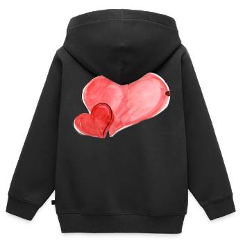 Cœur - Sweat Premium à capuche zippé enfant bio - noir - Dos - AI Model Kid Male (0cm)