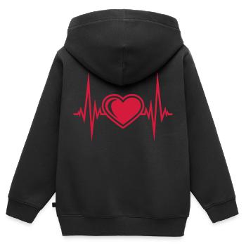 herz herzschlag puls frequenz symbol liebe verlieb - Kinder Premium Organic Zip Hoodie - Schwarz - Hinten - AI Model Kid Male (0cm)